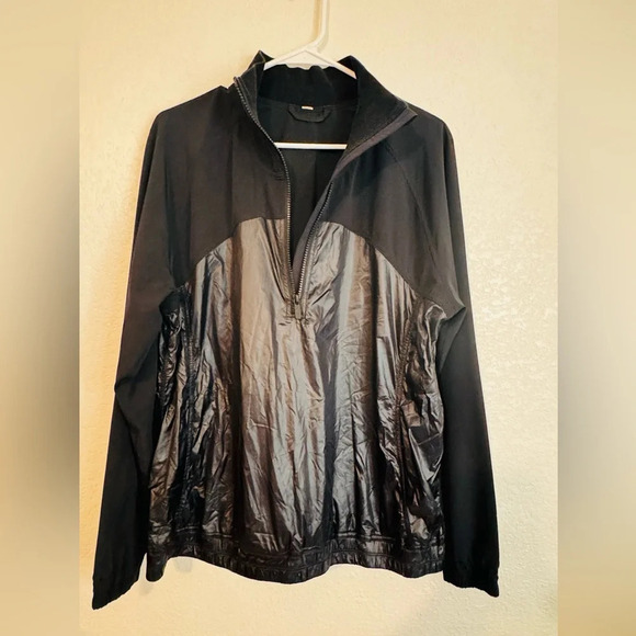 Lululemon black shiny neoprene half zip jacket with joey pocket size 12 - Picture 7 of 10